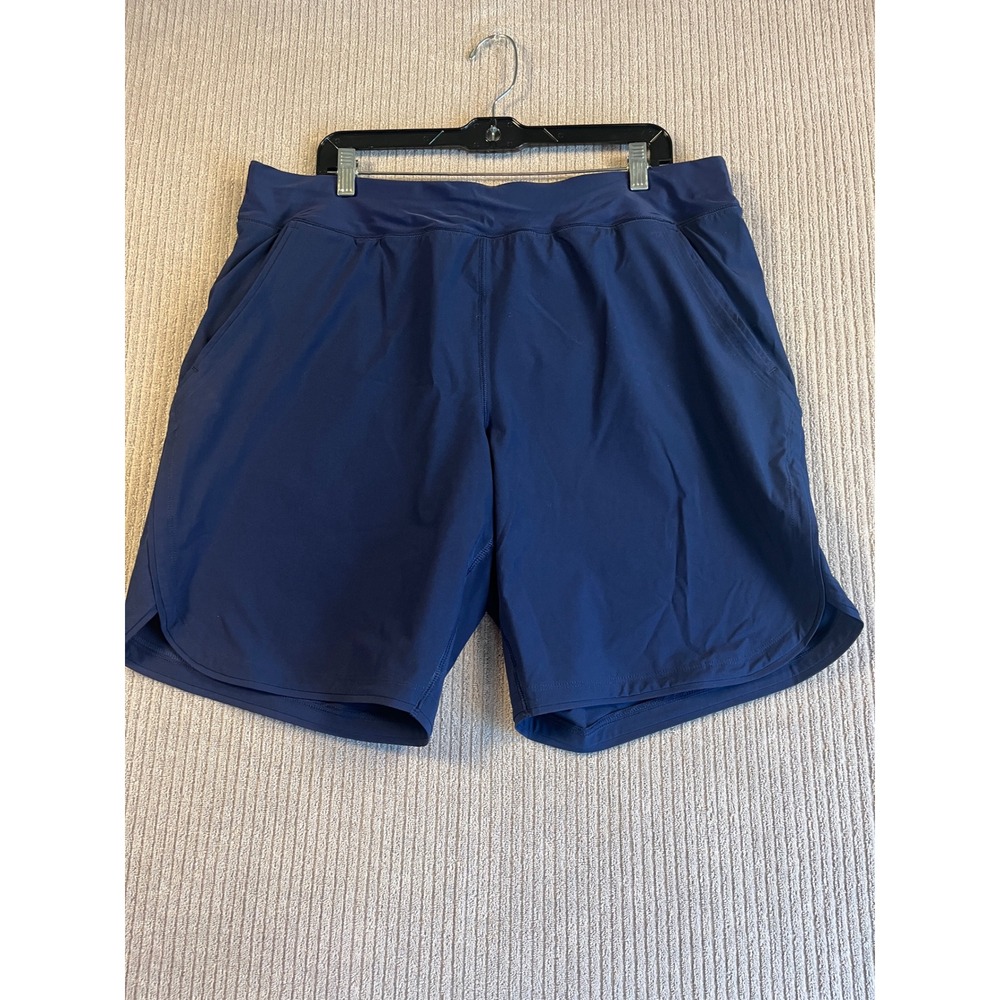 Lands End Navy Blue Board Shorts Womens 16 Swim Pockets